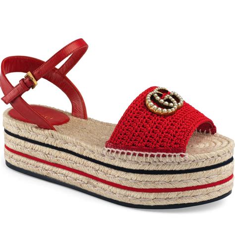 gucci web platform espadrille|Gucci slide sandals.